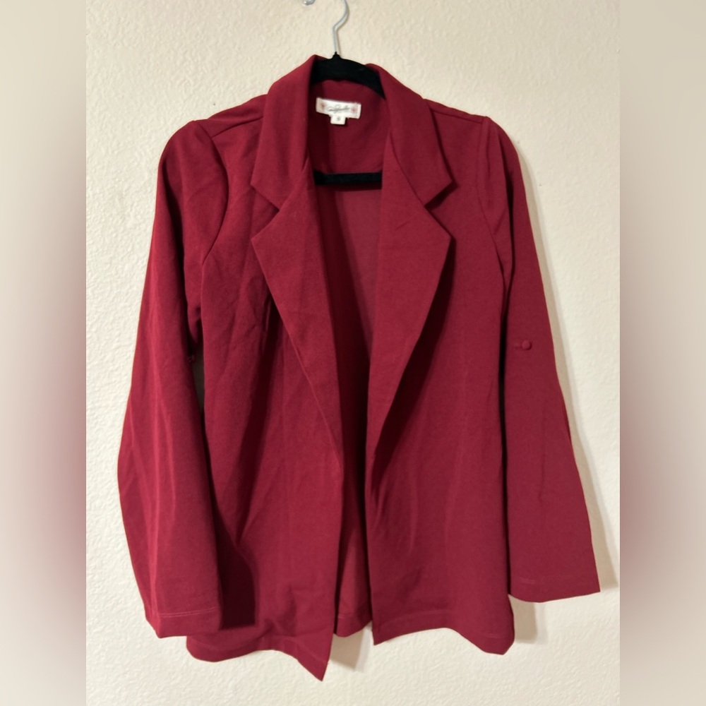 Magnolia Maroon Blazer with Button Detail